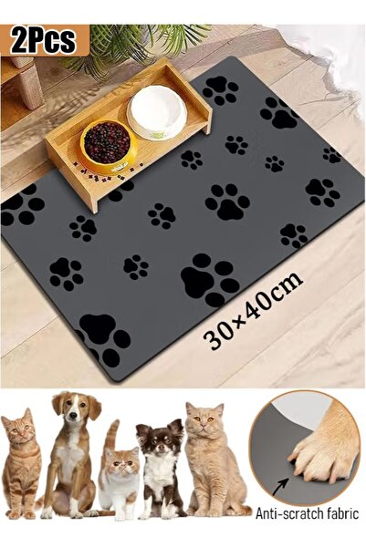 Generic 2Pcs 30×40cm Pet Feeding Mat Absorbent Dog Mat for Food and Water Bow...