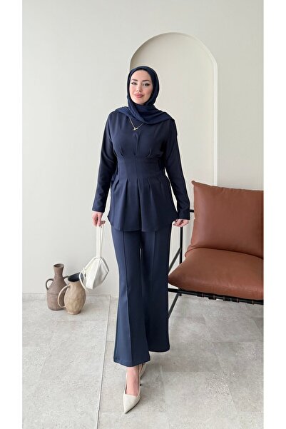 Miraydın Butik Scuba Suit with Tied Waist Trousers – Navy Blue