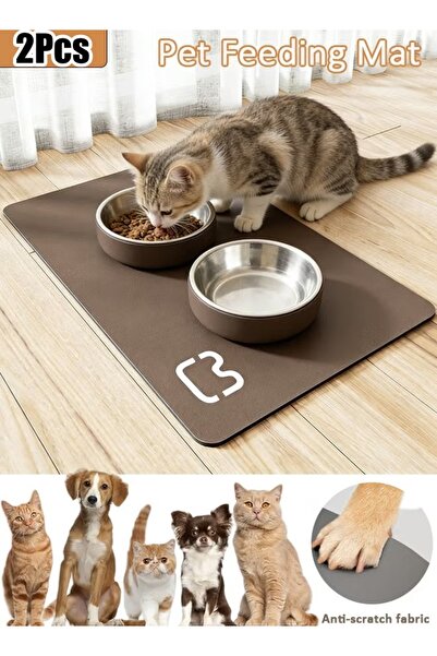 Generic 2Pcs 30×40cm Pet Feeding Mat Absorbent Dog Mat for Food and Water Bow...