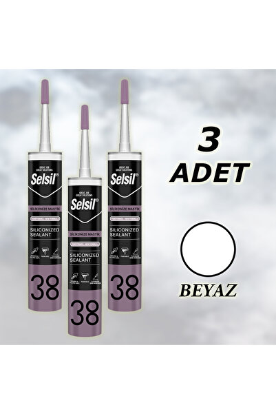 Selsil Silikonize Mastik Beyaz 500 gr (52083) 3 Adet
