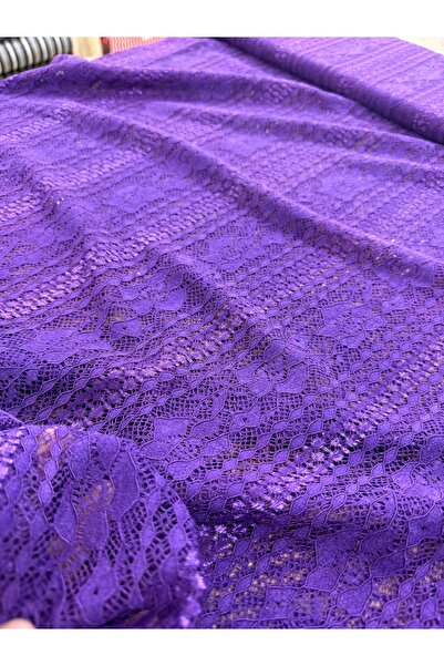 METERİAL Mor Zikzak Desenli Fantezi Dantel Kumaş - Elbiselik ve Abiye Tasarım