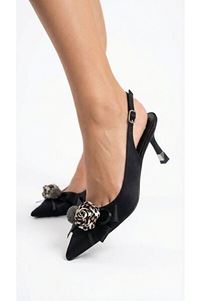 BellaPiede Women's Pointed Toe Slingback Heels – Floral Detail, Elegant (6.5 ...