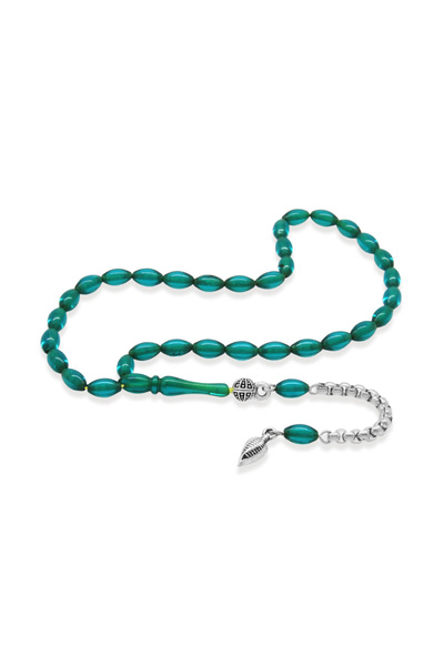 Tesbihane Fire Amber Prayer Beads - Non-Tarnish Metal Tassel - Mini Size - Tr...