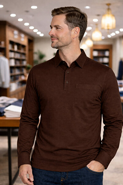 YAKAMEL Cămașă cu mânecă lungă pentru bărbați, cu nasturi, cu buzunar la gule...