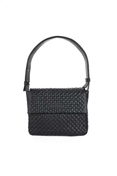 Valentino Women's Knitted Textured Leather Shoulder Bag - Black