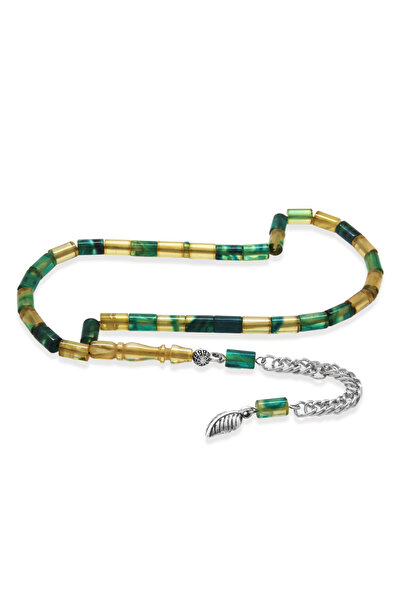 Tesbihane Fire Amber Prayer Beads - Non-Tarnish Metal Tassel - Mini Size - Bl...