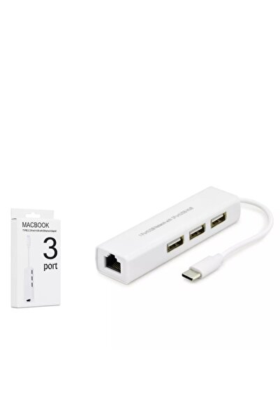 HADRON Hdx7007 Type-C to Ethernet (Lan) + 3 Port USB Hub Adapter - White