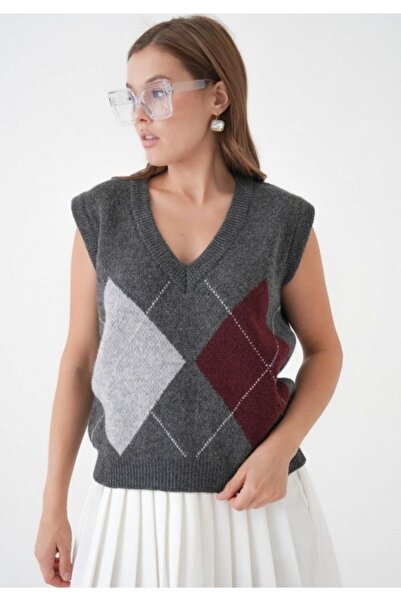 fuşyha butik Baklava Desenli Triko Süveter