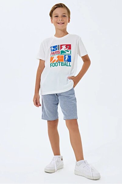 YUYİ Roly Poly 100% Cotton Crew Neck Short Sleeve Boys Shorts Set 3755
