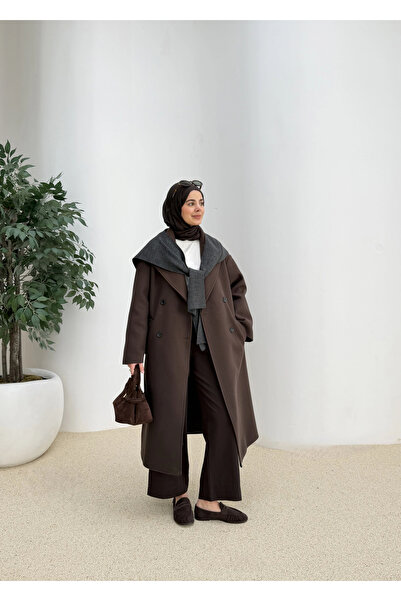 MODA AKSA ZR MUADİLİ OVERSİZE ASTARLI KABAN KAHVEACI