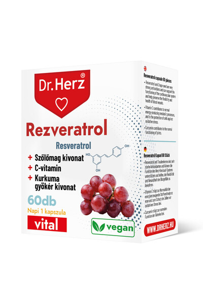 Dr Herz Vegan capsules with resveratrol, grape seed extract, vitamin C and tu...