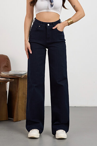 alanora Women's High Waist Stretch Fabric Wide Leg Palazzo Jeans