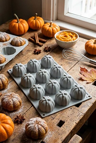 PASTRY PLANET Silicone Pumpkin French Pastry Mold (15 Servings)