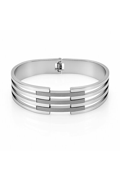 Tesbihane Women's Steel Bracelet - Handcuff Design - Five Rows - Stone Embell...