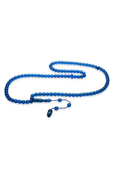 Tesbihane Fire Amber Prayer Beads - with System - Turquoise Color - Special Cut