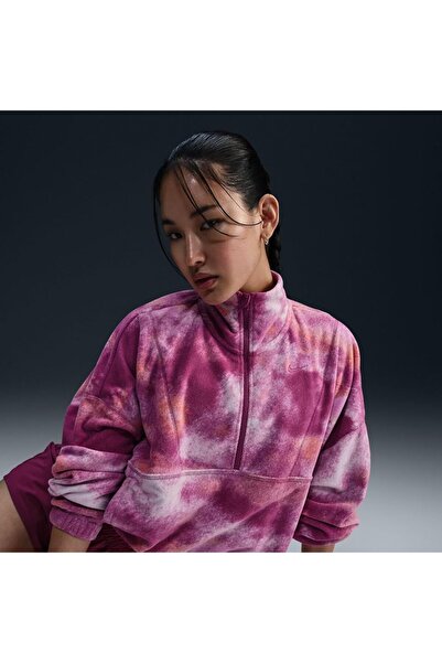 Nike One Top Fleece All Over Printed Half-Zip Kadın oversize polar Sweatshirt
