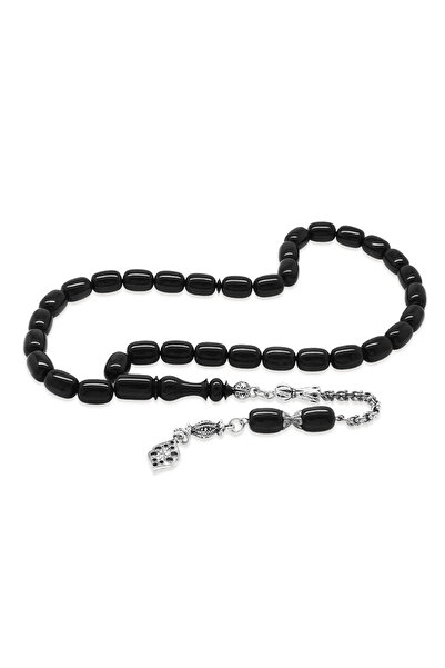 Tesbihane سبحة كاتالين - معدن لا يسود - مع شراشيب ألبانية - لون أسود - قطع كب...