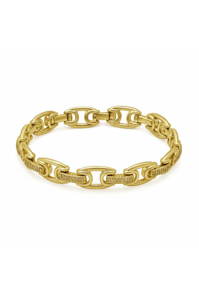 Tesbihane Women's Full Round Xuping Bracelet - Two Rows of White Zircon Stone...