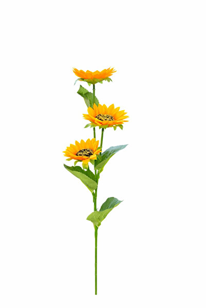 OEM Floarea-soarelui artificială cu 3 flori și 4 frunze, înălțime 60 cm