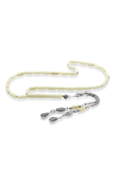 Tesbihane Natural Deve Kemiği Tesbih - Kararmaz Metal Su Damlası Püsküllü - K...