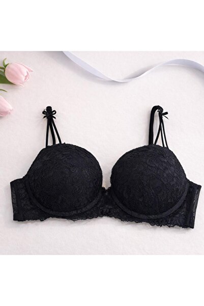 SCM LINGERIE HAFİF DESTEKLİ DANTELLİ SİYAH SÜTYEN