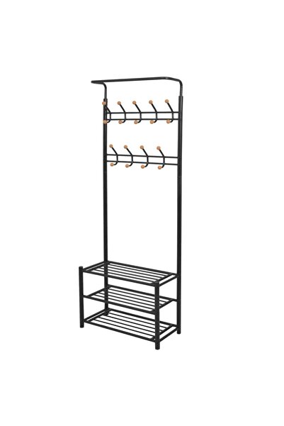 vidaxl Clothes Rack with Shoe Storage 68x32x182.5 cm Black