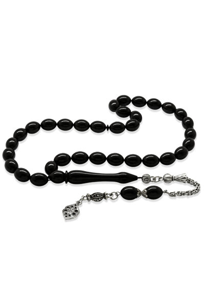 Tesbihane سبحة كاتالين - معدن لا يسود مع شراشيب ألبانية - قطع خاص - لون أسود