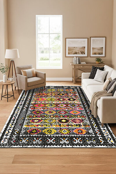 ferahome Dijital Baskı Kaymaz Dot Taban Yıkanabilir Halı Oda Salon Kesme Yoll...