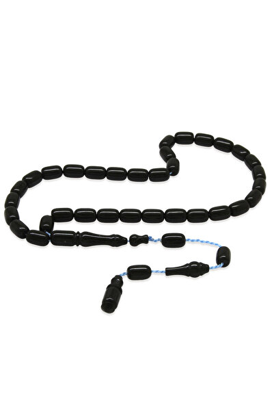 Tesbihane Crushed Amber Prayer Beads - Mini Size - Systematic - Black - Capsu...