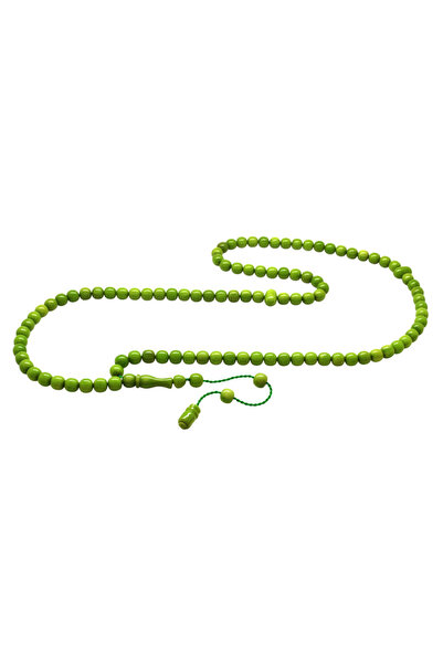 Tesbihane Fire Amber Prayer Beads - with System - Green Color - Special Cut