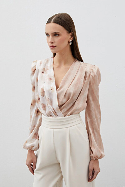 Sateen Body de nurcă la dublu piept - Bluză cu model dublu