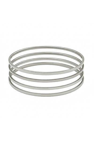 Tesbihane Women's Steel Ajda Bracelet - 4-Piece Model - Silver Color
