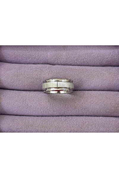 BY YASİN TOPÇU 💍 ✨   Striped Matte Medium Band Silver Color Ring (Size 17) ✨