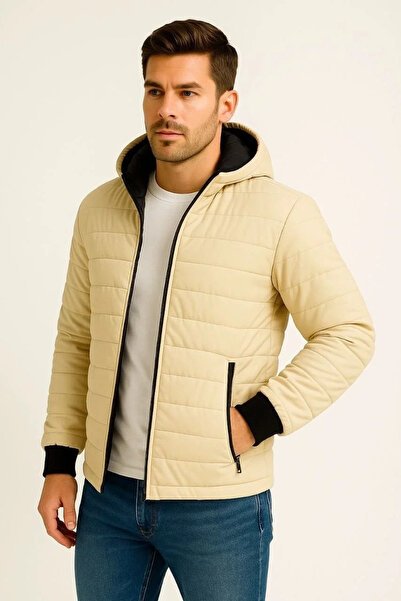 BLACK MODBLACK Men's Puffer Jacket K Hooded with Zipper Water Repellent Quilt...