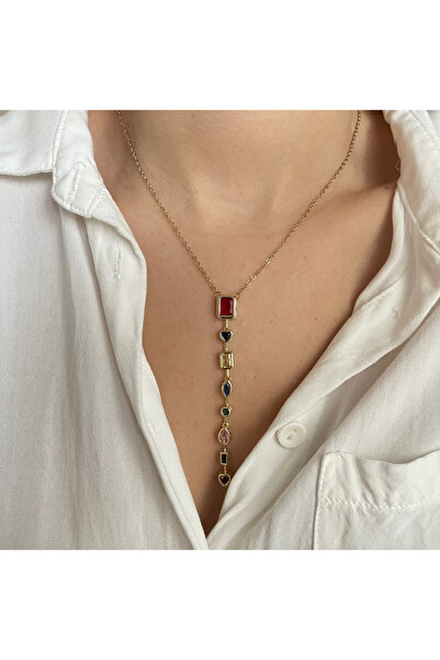 nerora Premium Stone Non-Tarnish Steel Y Necklace