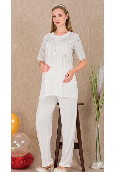 ESPEBA Pregnant Women's Maternity Pajama Set Top and Bottom Two-Piece Lace Trim