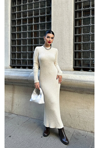 My Blog Beige Organic 100% Cotton Long Knit Dress