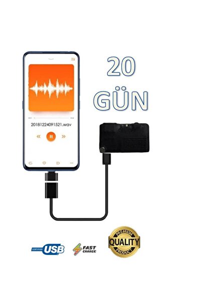 teknospy 20 Gün Kayıt Şarj Süresi 32Gb Ses Kayıt Cihazı Kulaklıkla Kayıt Dinl...