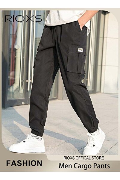 RIOXS Men's Cargo Pants, Regular Fit Jogger Pants for Men, Lightweight Drawst...