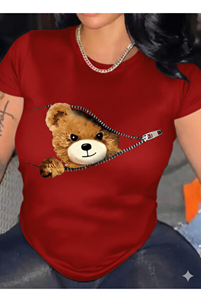 ZİYMO TRICOU DIN BUMBAC PEȘTUIT CU GULER ROTUND ȘI TĂIERE REGULARĂ