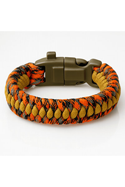 Tesbihane Compass Lighter Paracord Bracelet Keychain - Orange Camo Pattern - ...