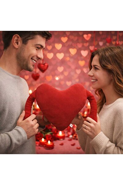 Mellito Red Heart Romantic Plush Pillow