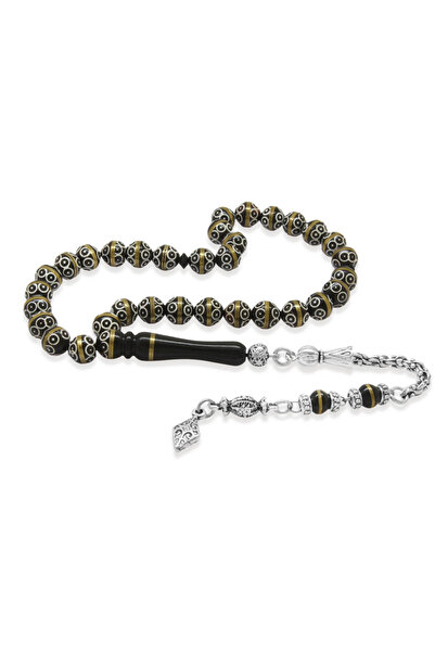 Tesbihane Kuka Tesbih - Black Color - Non-Tarnish Metal with Albanian Tassel ...