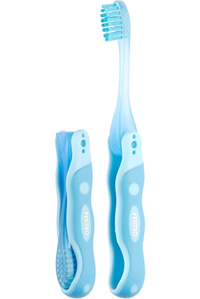 PESITRO Go-Kidz Foldable Toothbrush for Children, Blue, Ages 3-5, UltraX Bristles, Compact Travel De