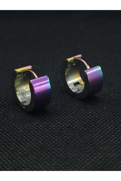 sarıyer silver Neon Color Steel Hoop Earrings Titanium Multi Color Jewelry Ac...