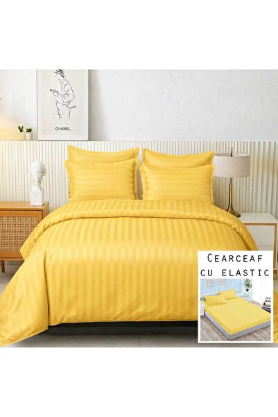 Patul Lenjerie de pat Damasc, Pucioasa, 2 Persoane, Pat dublu, 6 piese, Cearc...