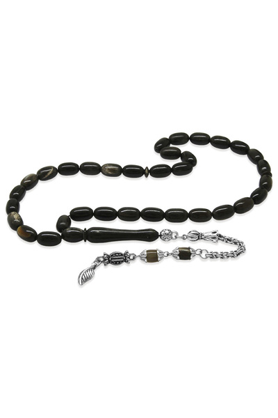 Tesbihane سبحة من قرن الجاموس - معدن لا يسود - مع شراشيب ألبانية - لون داكن -...