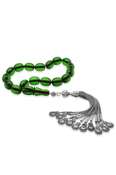 Tesbihane Ateş Kehribar Efe Tesbih - 10-Piece Whip with Non-Tarnish Metal Tas...