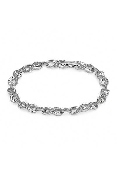 Tesbihane Women's Full Round Xuping Bracelet - Infinity Detail - White Zircon...