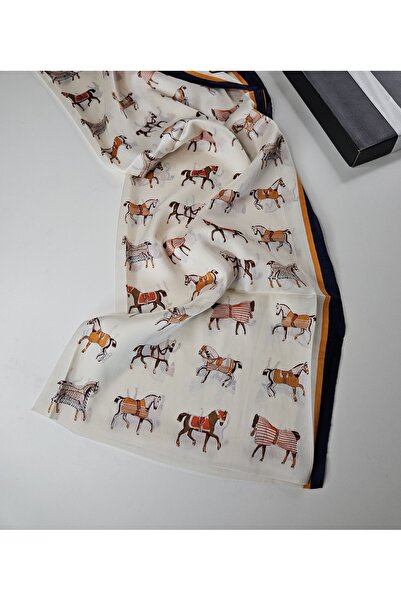 tomrisboutique Luxury Voile Silk Shawl Hijab Foulard Scarf Shawl Horse Patter...